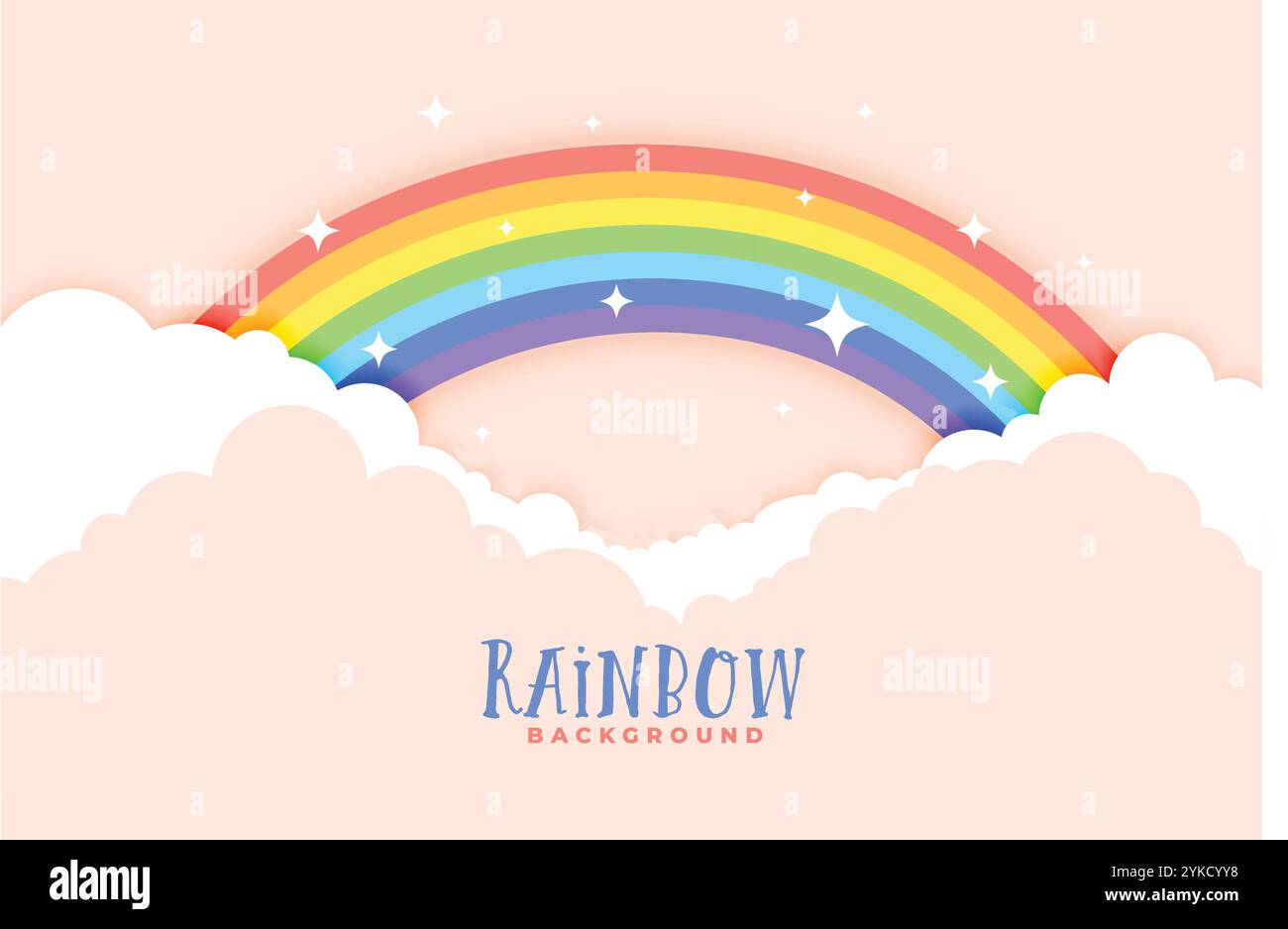 cute rainbow and clouds pink background design Stock Vector Image & Art ...
