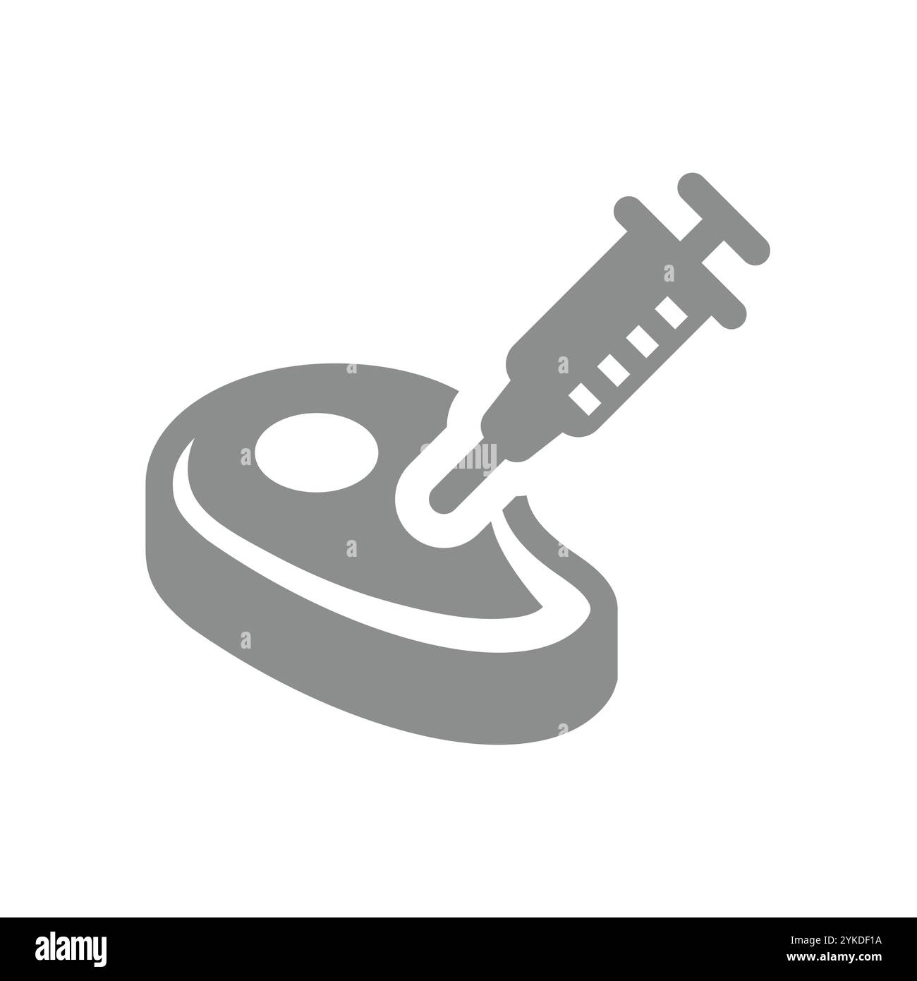 Modified meat, preservatives or antibiotics vector. Steak and syringe ...