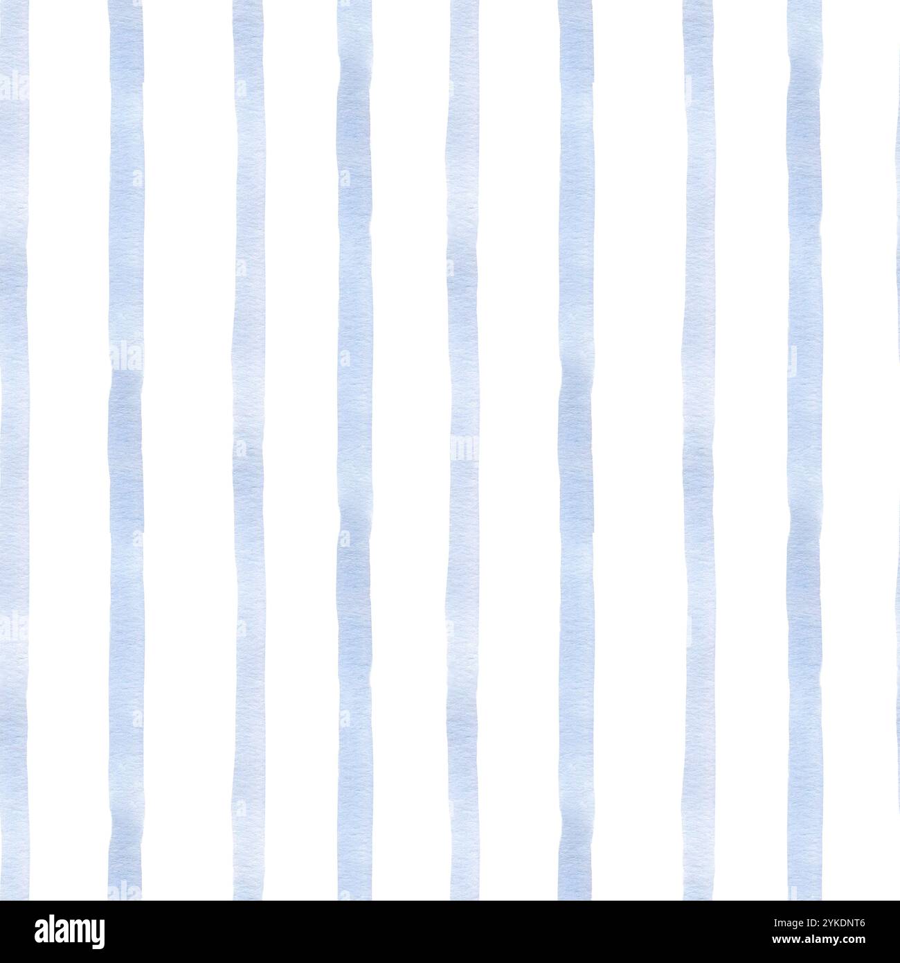 Blue stripped watercolor seamless background isolated. Vertical paintbrush lines on repeated texture in soft blue. Stripes pattern, lines pale blue Stock Photo