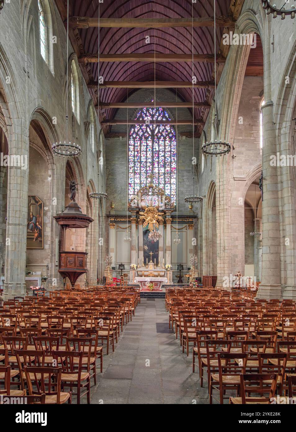 Rennes, France - July 26, 2024: Interior of a historic church of Saint ...