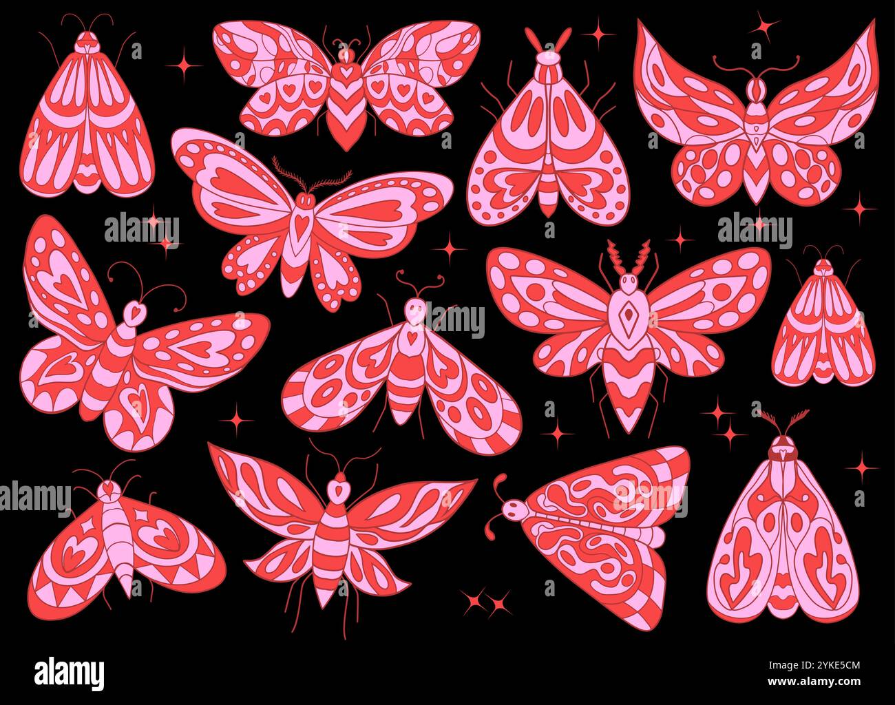 MOTHS PARK 銅版画 1832年製 Vintage moth illustrations hi-res stock