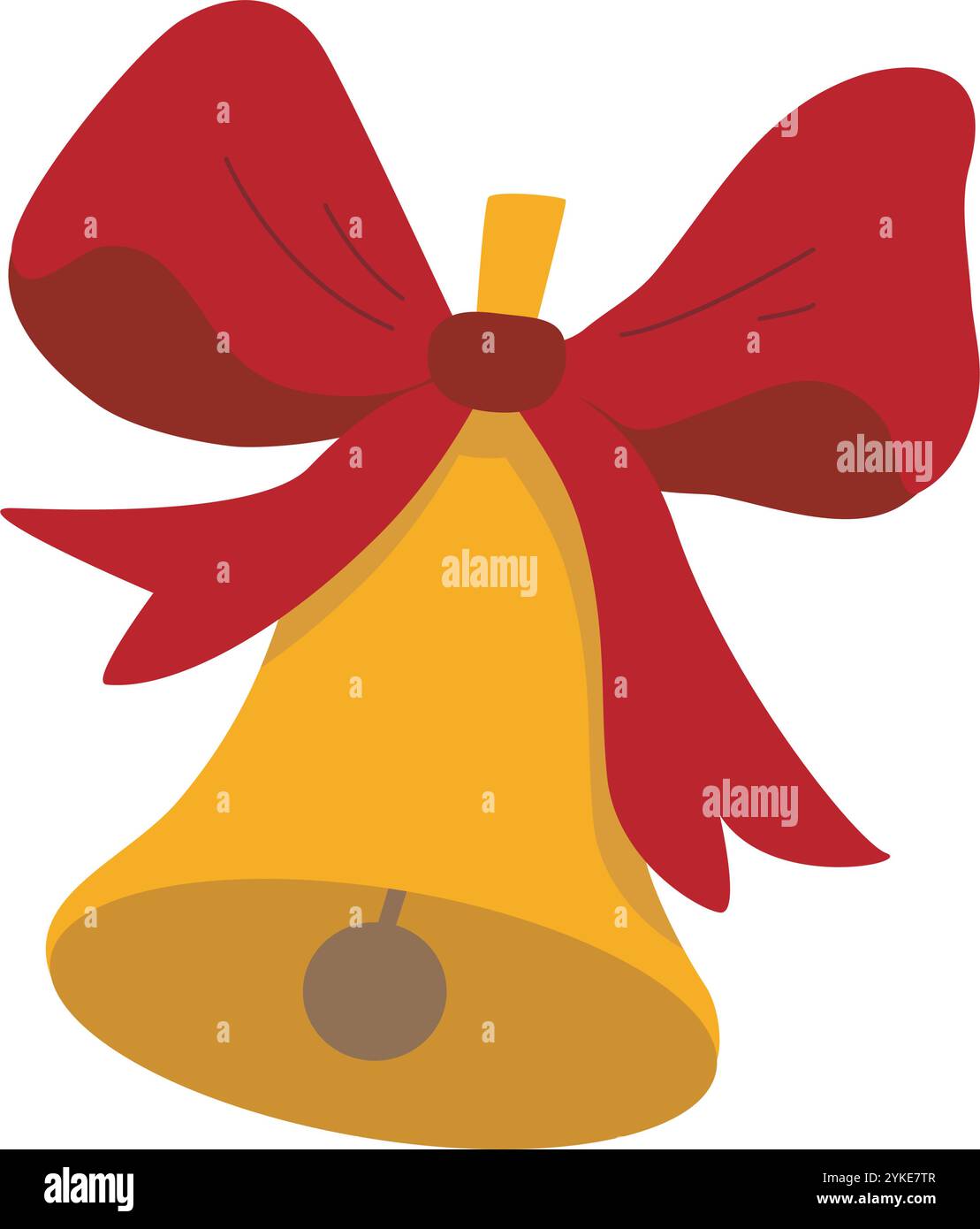 Yellow bell with red bow clip art illustration Stock Vector Image & Art ...