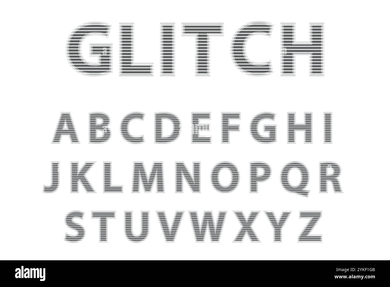 Full uppercase alphabet in glitch effect style Stock Vector