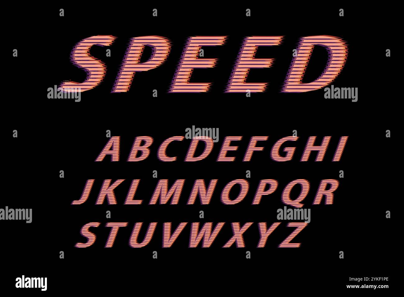 Full uppercase alphabet in glitch effect style Stock Vector