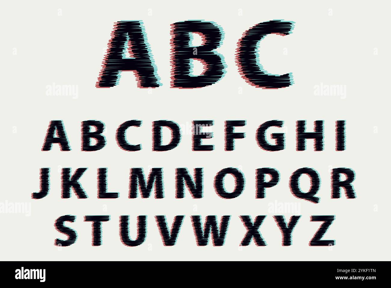 Full uppercase alphabet in glitch effect style Stock Vector