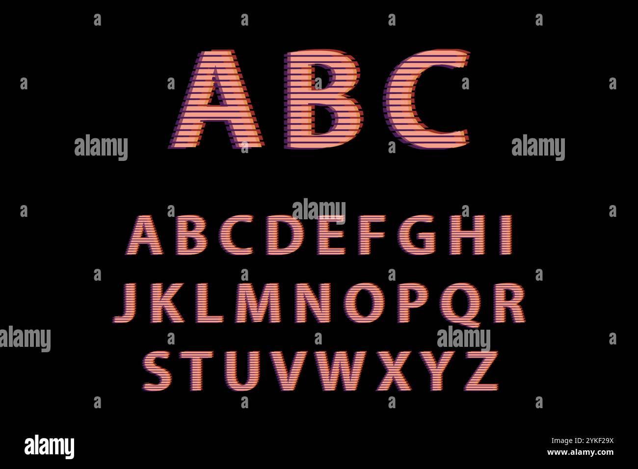 Full uppercase alphabet in glitch effect style Stock Vector