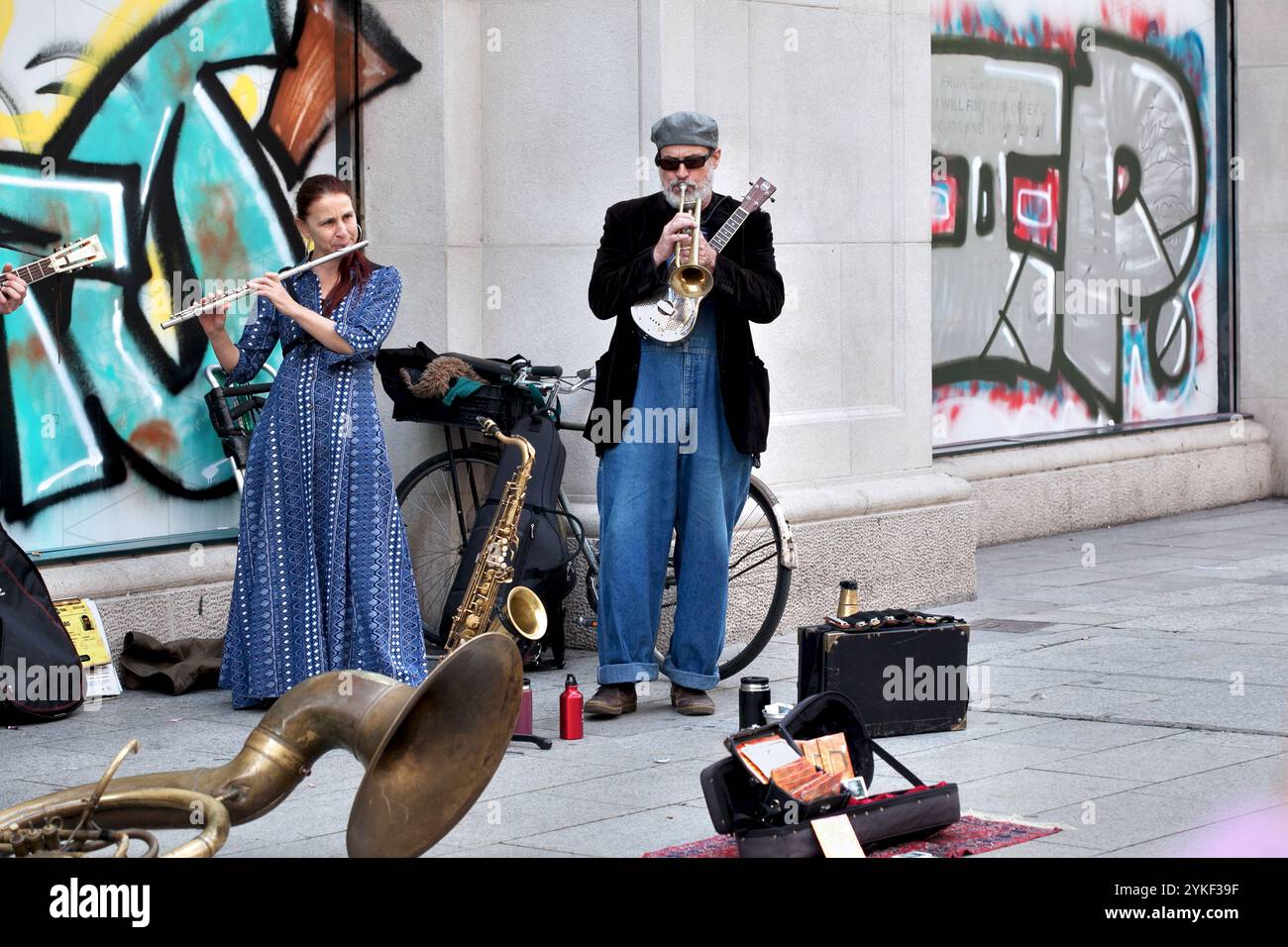Buskers, Barcelona, Spain. Stock Photo