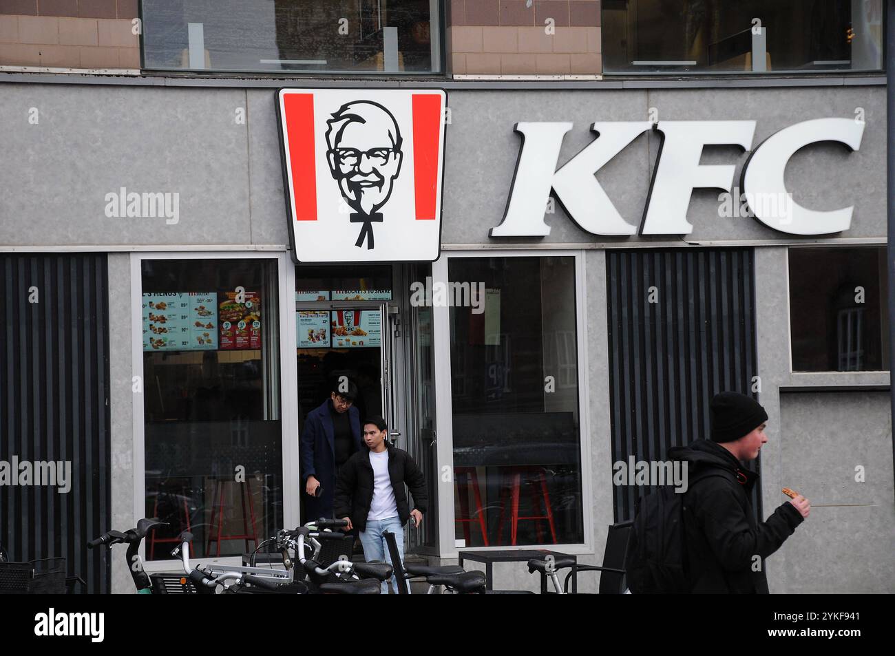 Copenhagen/ DenmarK/18 November 2024/ KFC kentucky fried chicken restaurant in danish capital. Photo.Francis Joseph Dean/Dean Pictures Not for commercial use Stock Photo