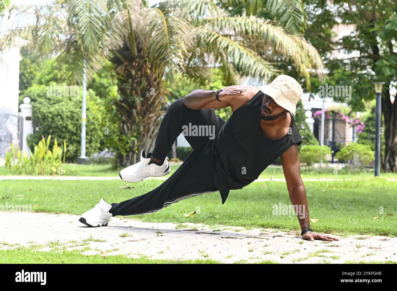 Man Dancing Hip Hop Outdoors Stock Photo