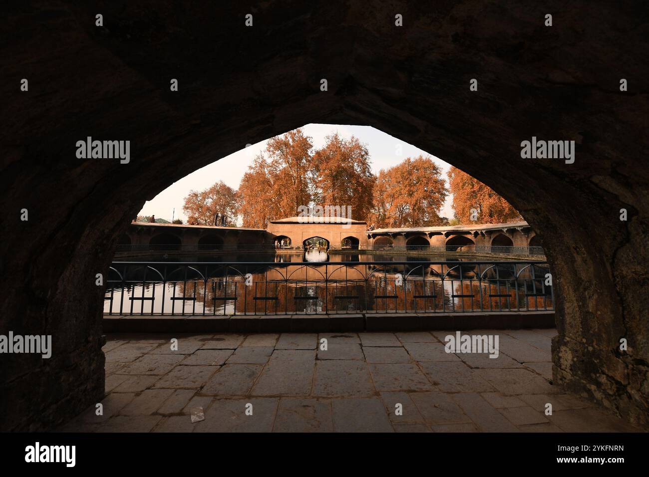 Anantnag, Jammu And Kashmir, India. 18th Nov, 2024. Visitors walk near the Verinag spring on an autumn day, about 85kms south-east of Srinagar, the summer capital of Jammu & Kashmir. Autumn, locally known as Harud, is a season of harvesting in Kashmir with trees changing their colours while the day light hours become shorter as winter approaches. (Credit Image: © Basit Zargar/ZUMA Press Wire) EDITORIAL USAGE ONLY! Not for Commercial USAGE! Stock Photo