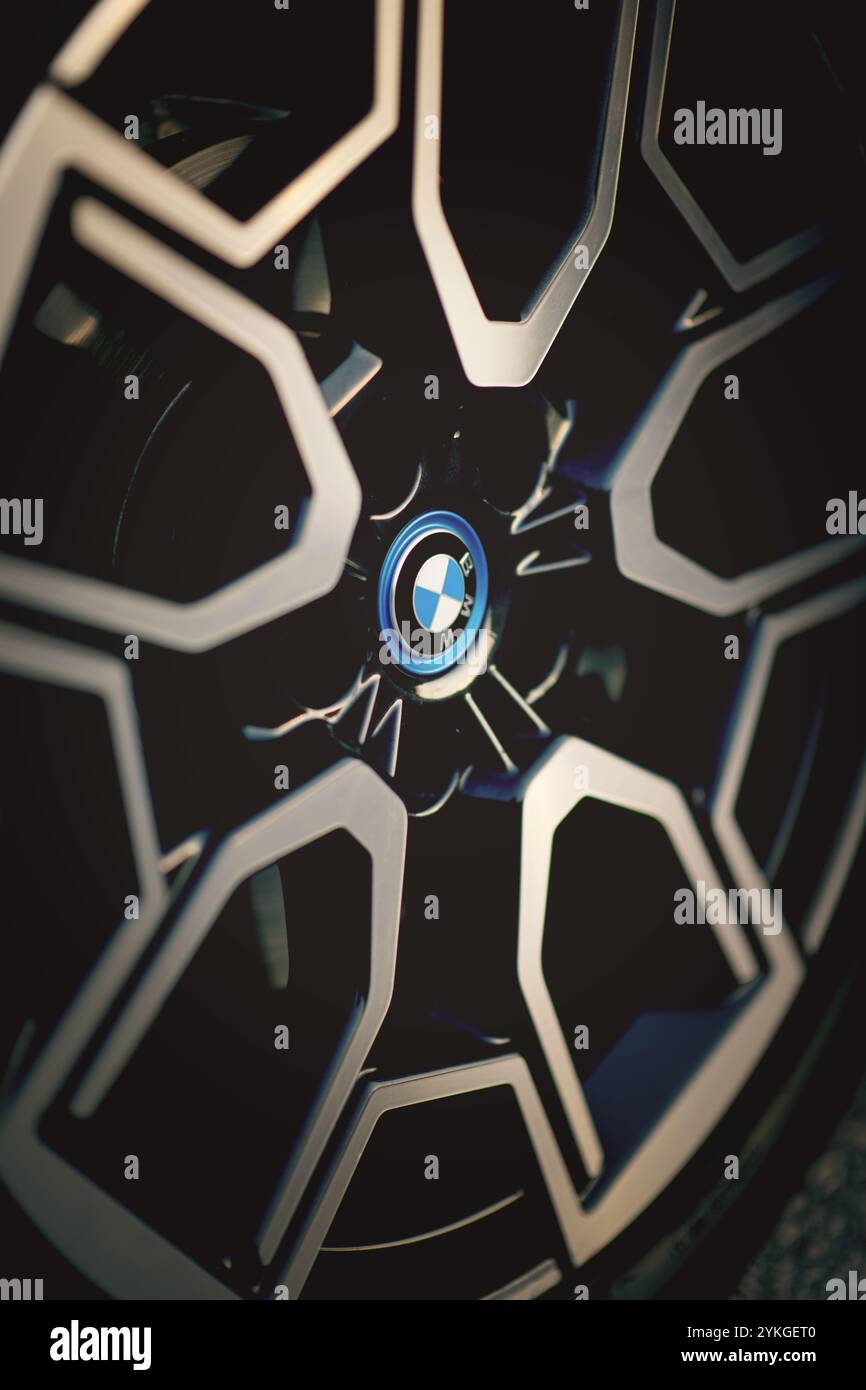 Izmir, Turkey - Nov 11 2024: Close-up of the BMW IX1 alloy wheel ...