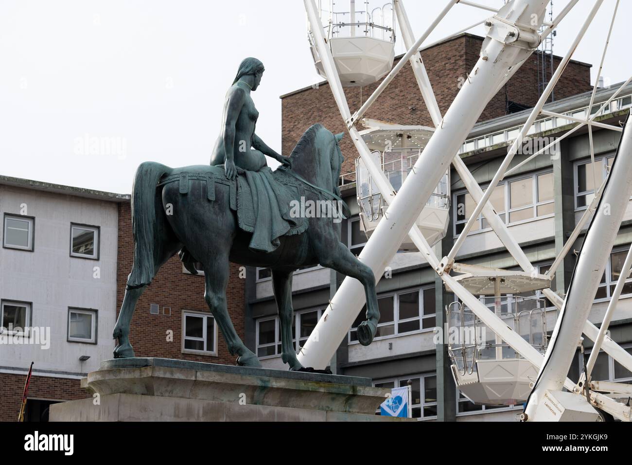 Lady Godiva statue and big wheel, Broadgate, Coventry, UK Stock Photo ...