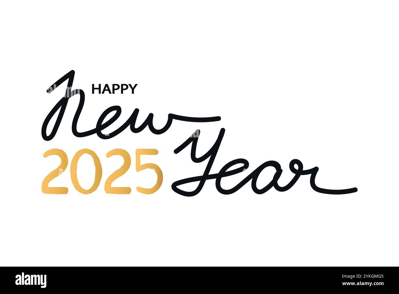 Happy New Year 2025 calligraphy design. Had drawn logo vector