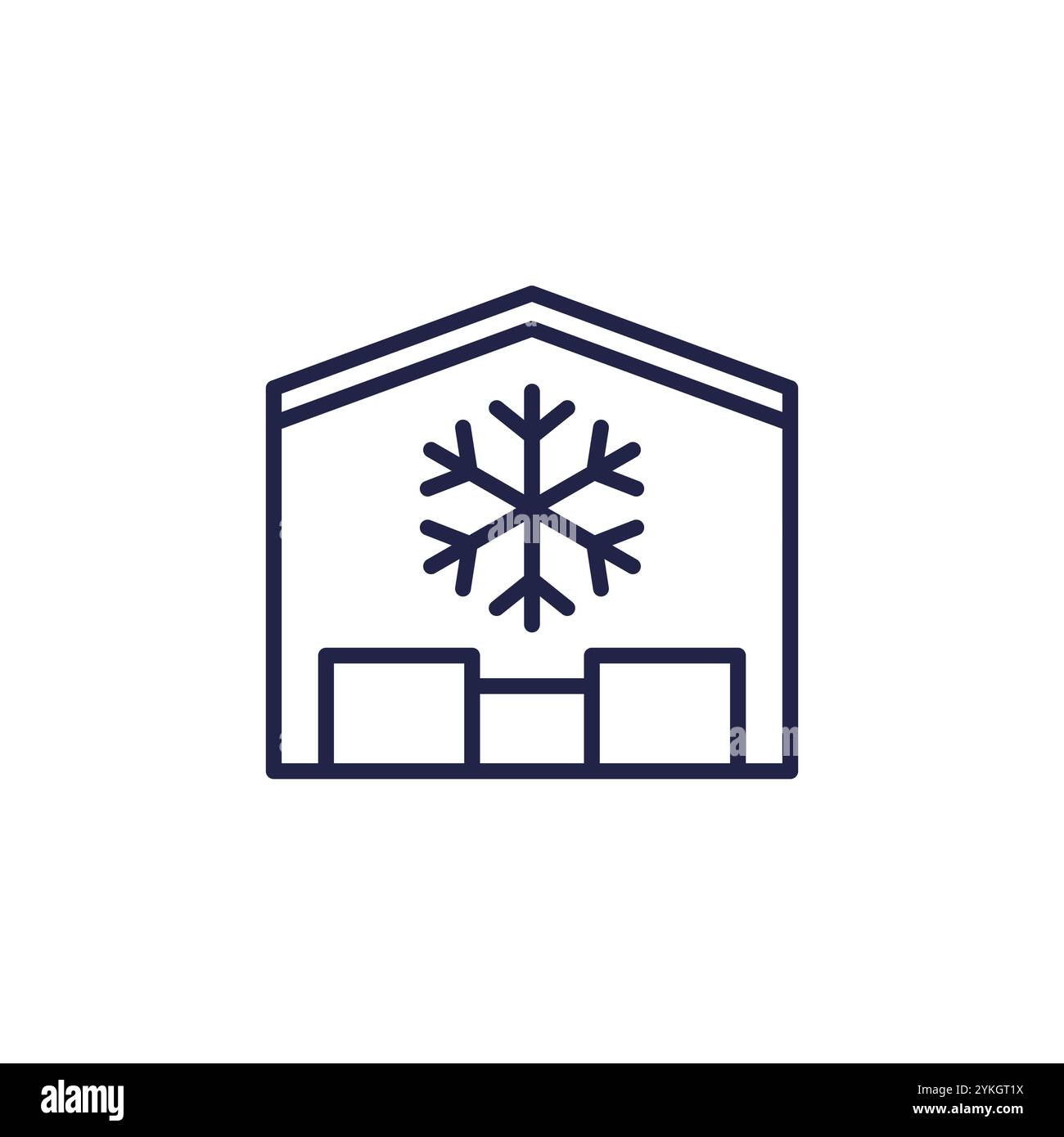 cold storage icon with a warehouse, line vector Stock Vector Image ...