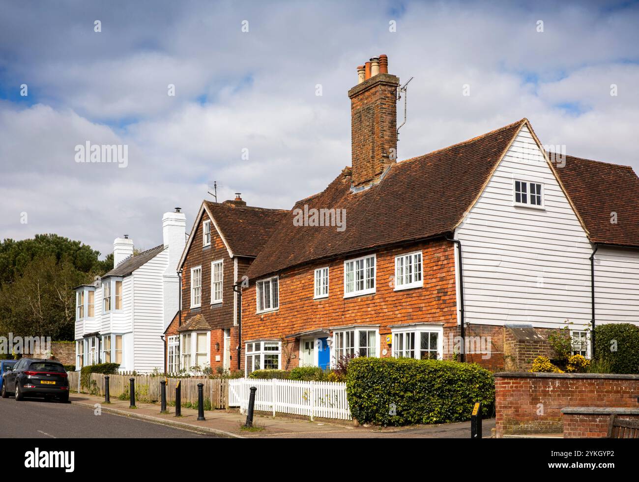 UK, Kent, Weald of Kent, Cranbrook, High Street, houses with varied architectural, styles Stock Photo