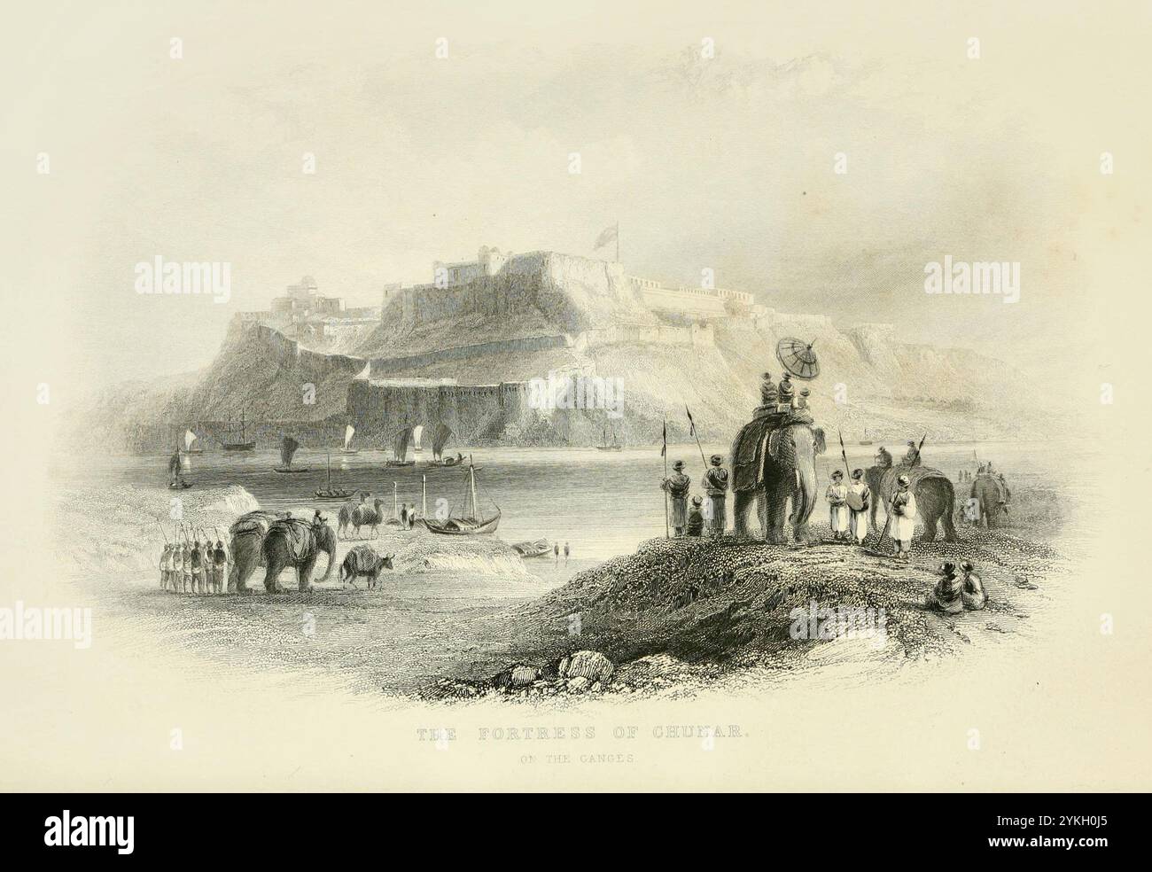 The Fortress of Chunar on the Ganges. Vintage Illustration from The ...
