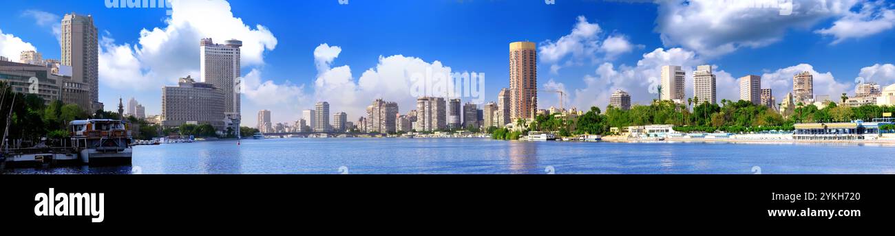 Panorama on Cairo, seafront of Nile River. Cairo, Egypt Stock Photo - Alamy