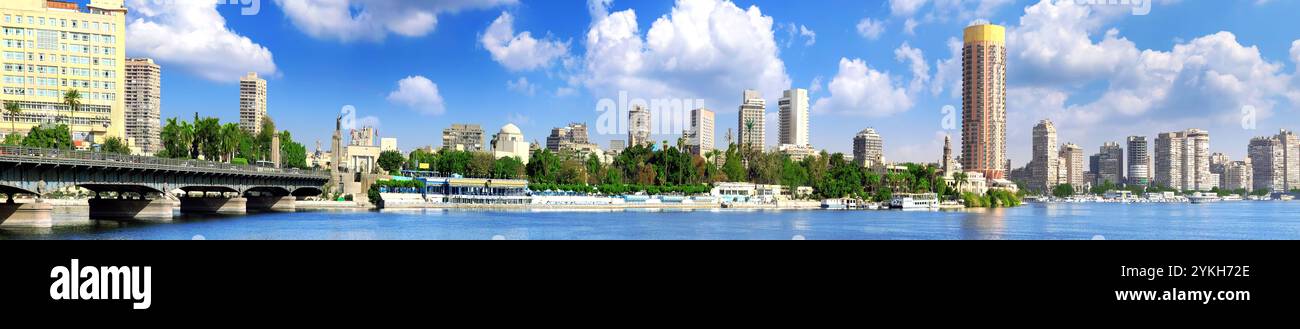 Panorama on Cairo, seafront of Nile River. Cairo, Egypt Stock Photo - Alamy