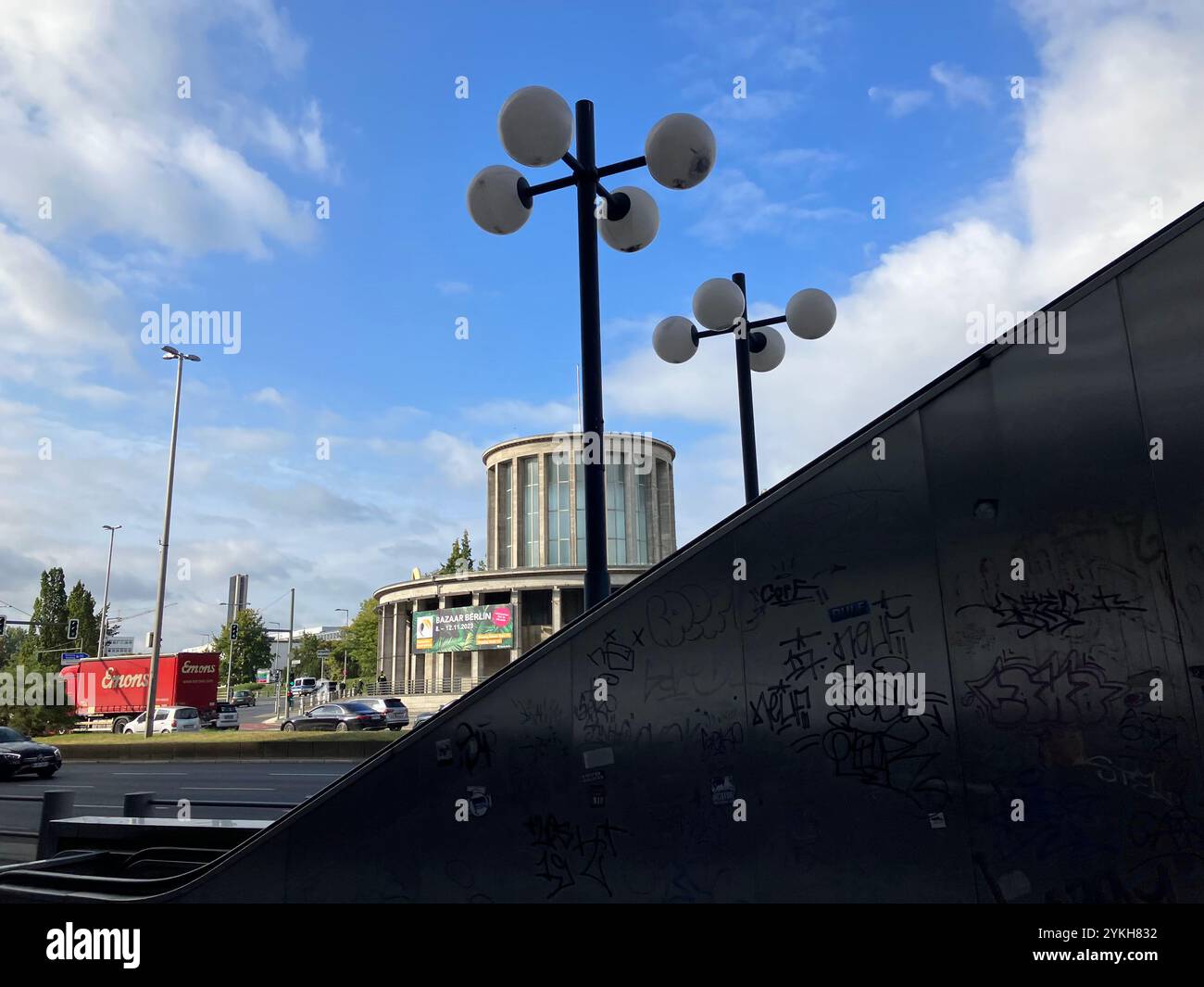 The Messe Berlin seen from the ICC (Internationales Congress Centrum). Westend, Charlottenburg-Wilmersdorf, Berlin, Germany. 5th October 2023. - Smartphone Captured Stock Image