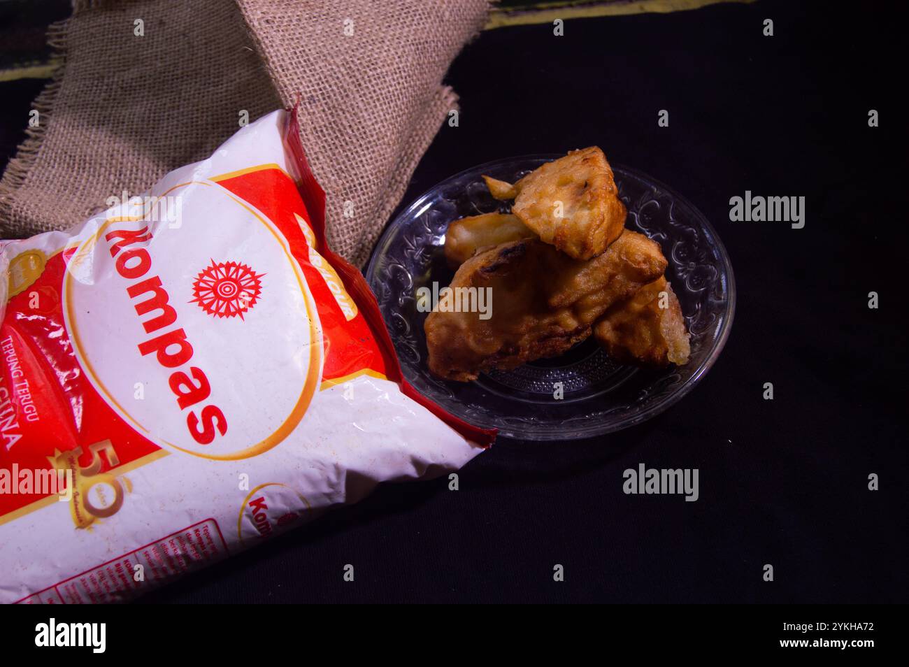 Godo is a typical Indonesian food. fried potatoes made from sweet potatoes coated in flour and then fried. Stock Photo