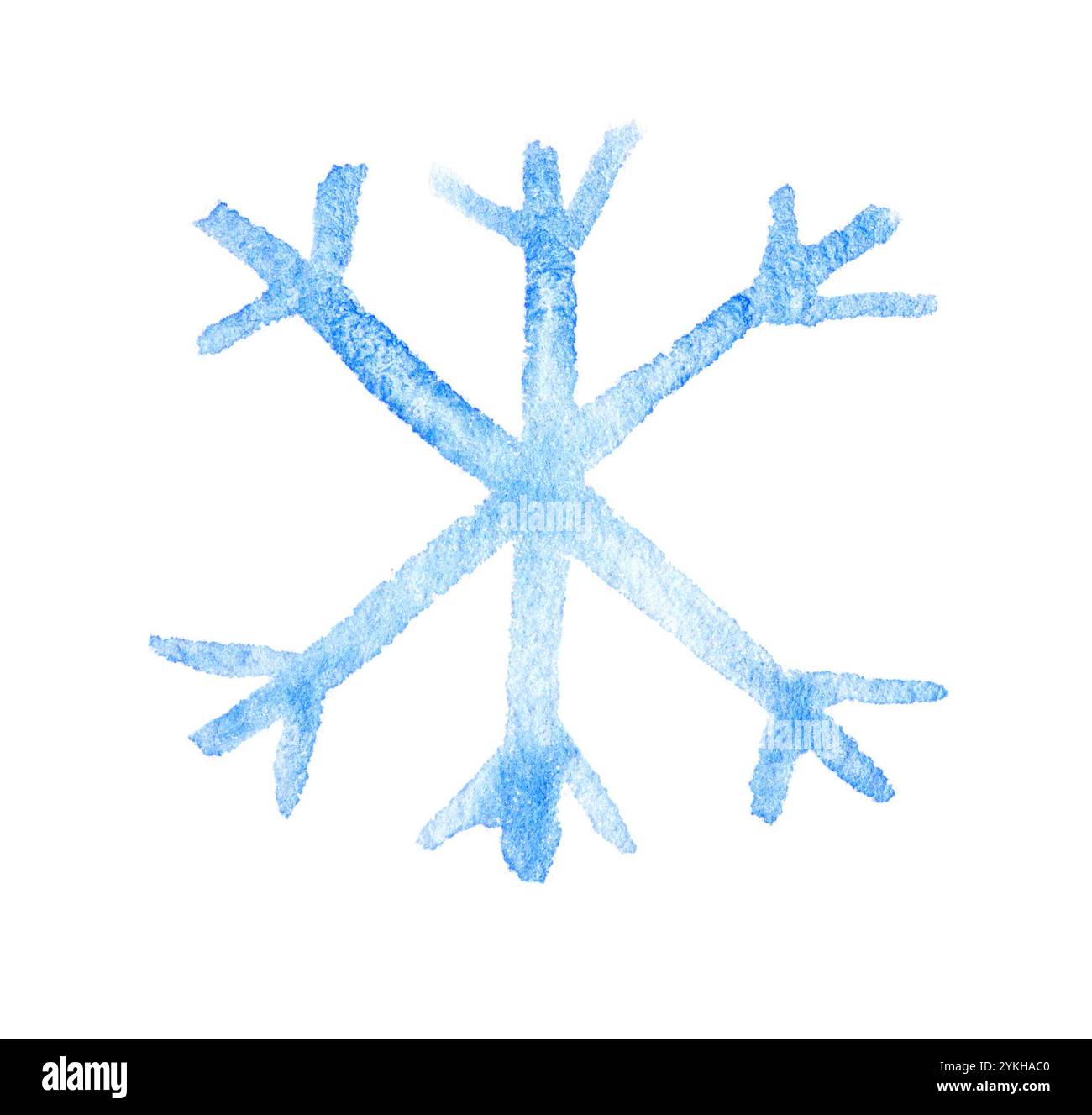Watercolor blue snowflake isolated on white background symbolizing ...