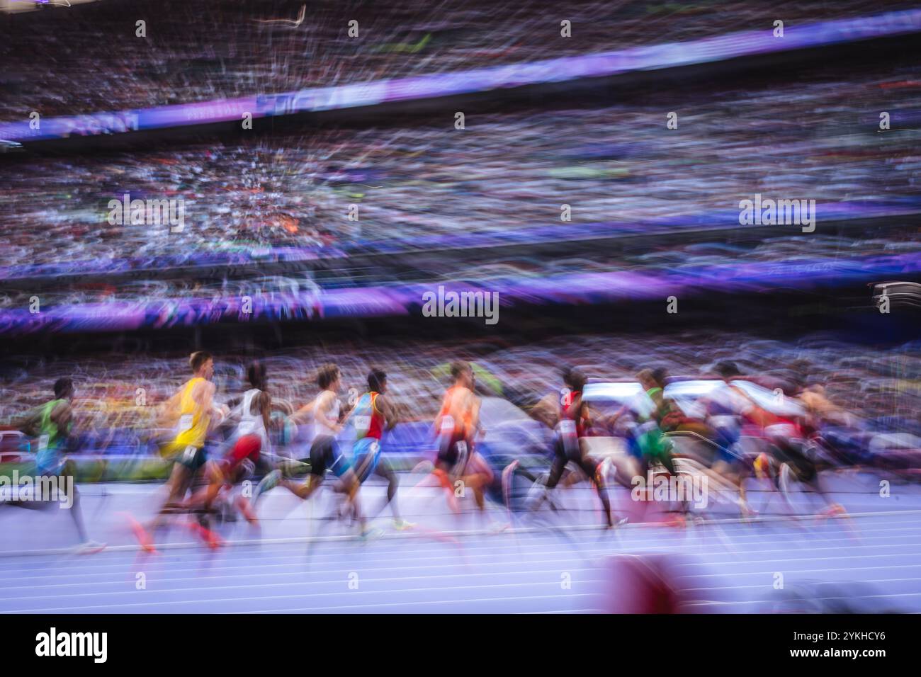 Image of Runners in motion in the 5000 meters at the Paris 2024 Olympic ...