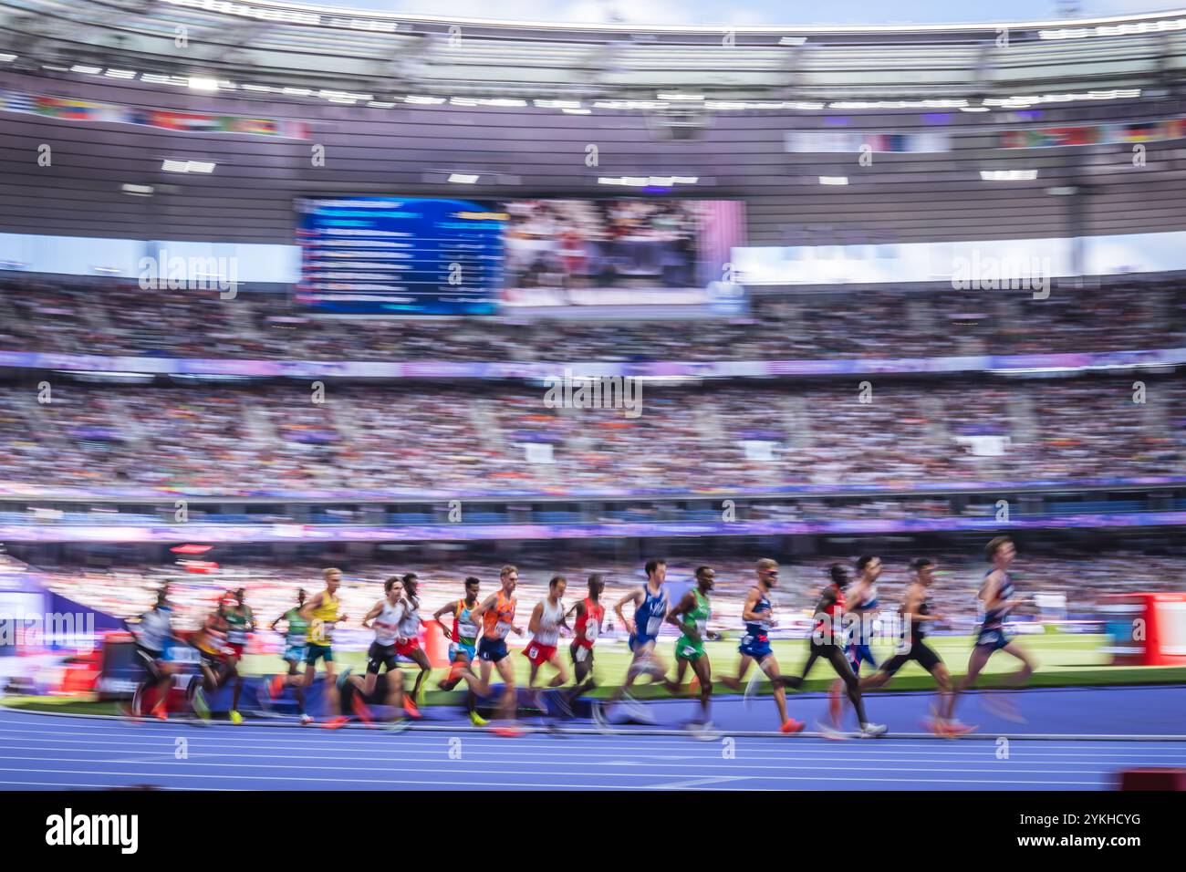 Image of Runners in motion in the 5000 meters at the Paris 2024 Olympic ...