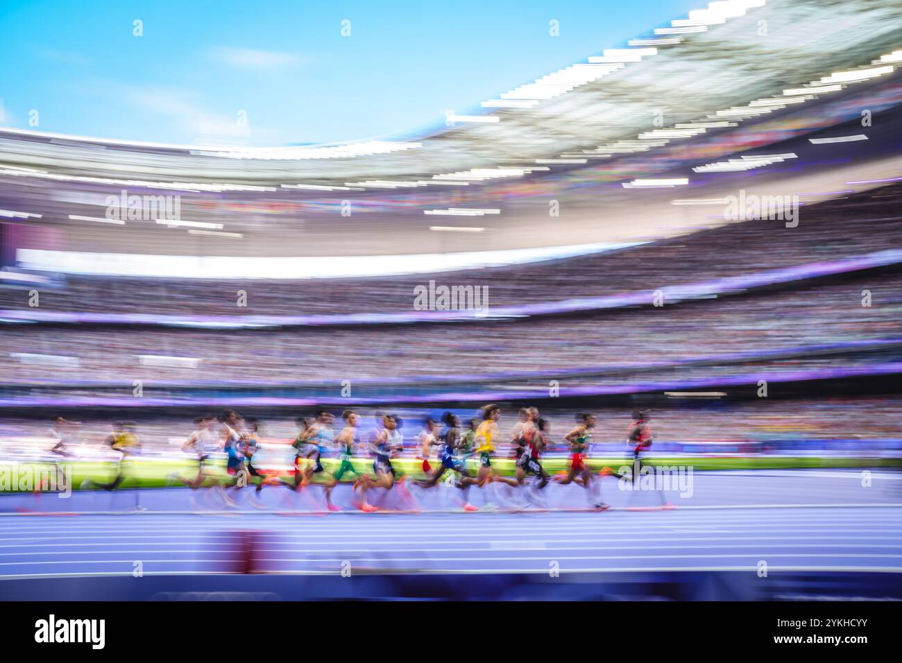 Image of Runners in motion in the 5000 meters at the Paris 2024 Olympic ...