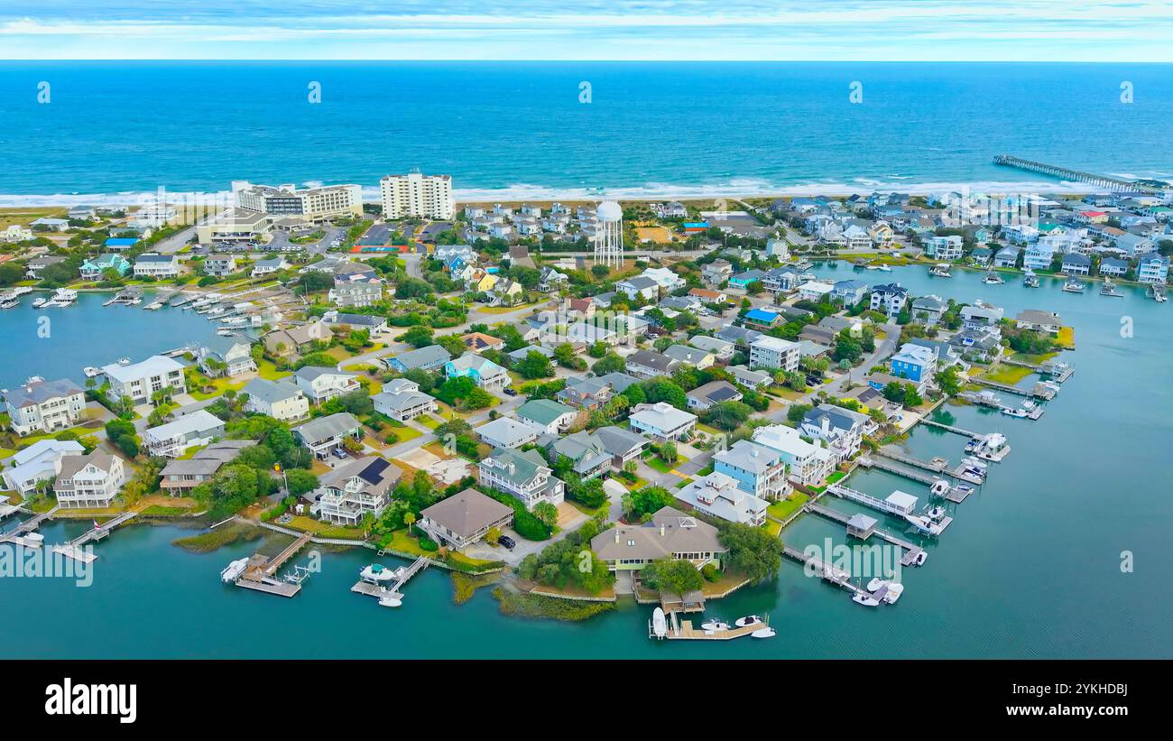 Wrightsville Beach in Wilmington North Carolina aerial view Stock Photo