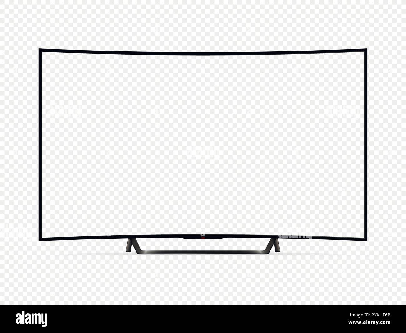 Modern curved TV with blank transparent screen mockup. Vector ...