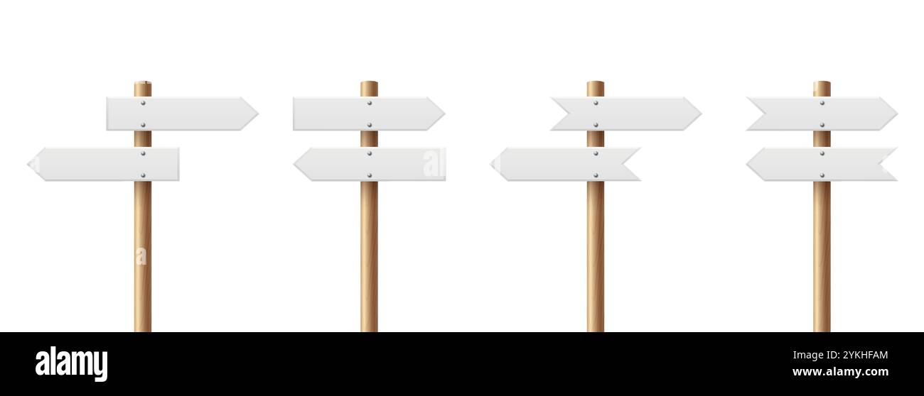 Realistic Blank Sign Post Set Realistic Road Signboard Plywood