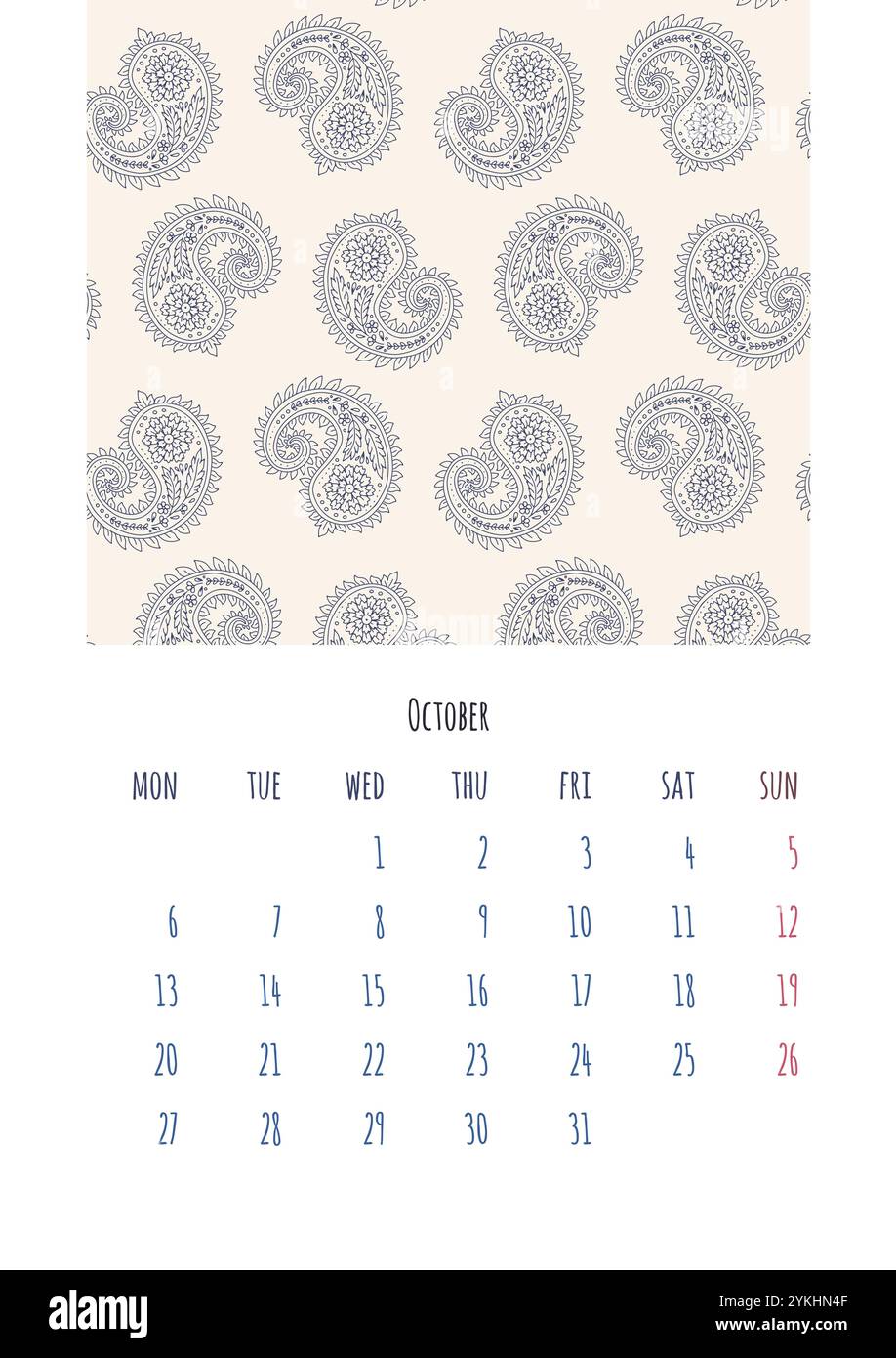 Calendar 2025 October page template with monochrome black and white ...