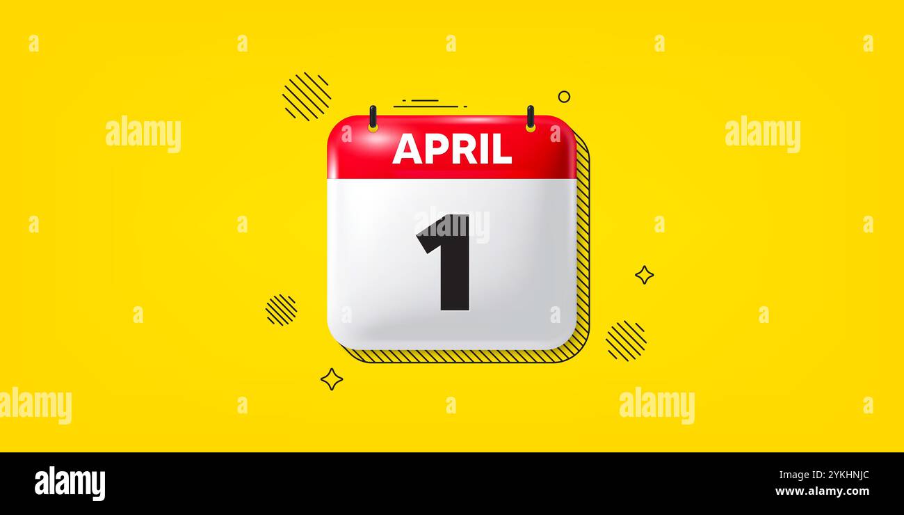 Calendar date of April 3d icon. 1st day of the month icon. Event ...