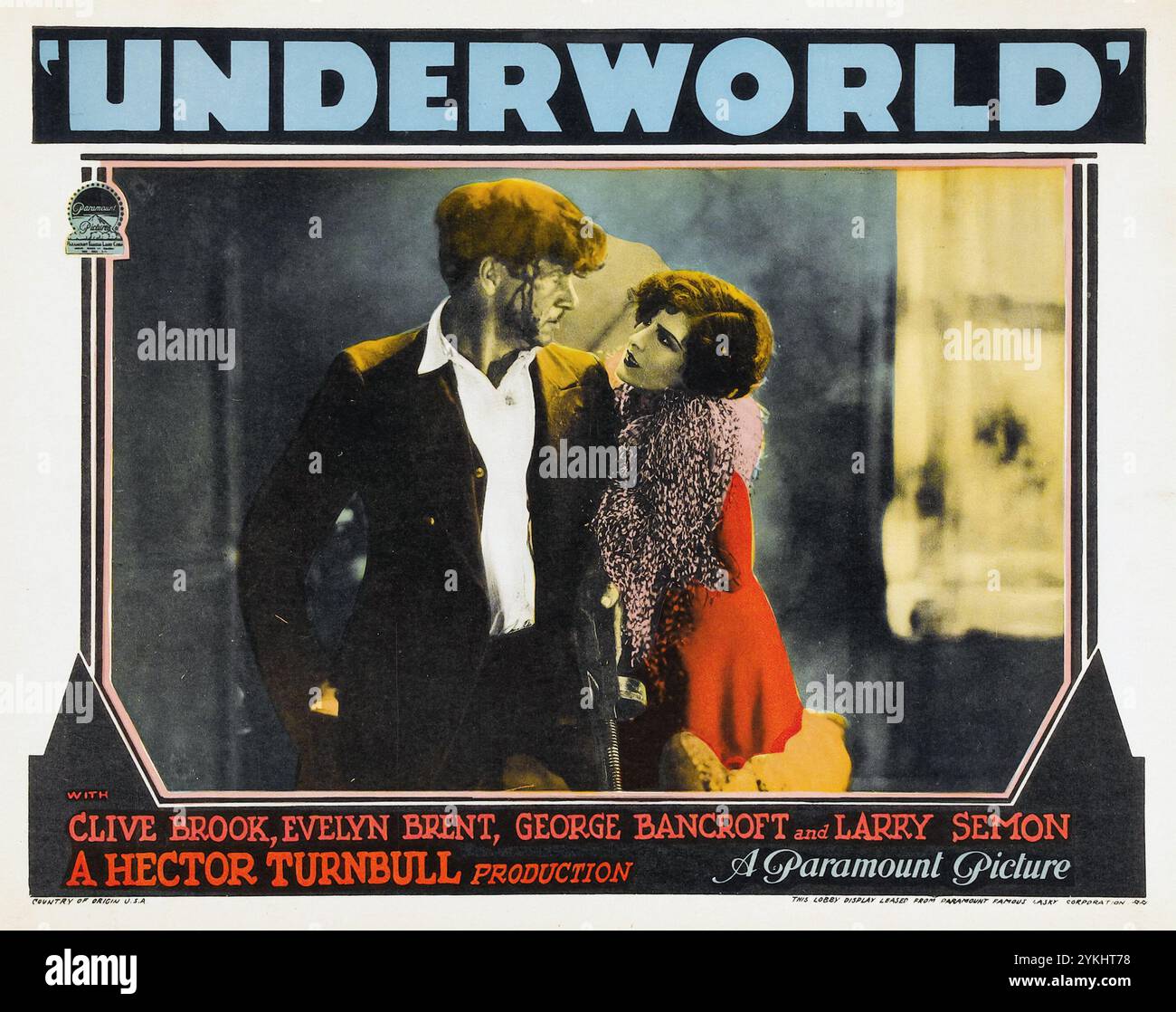 Underworld (Paramount, 1927). Vintage Lobby Card - Clive Brook, Evelyn Brent, George Bancroft, Larry Semon. A Hector Turnbull production Stock Photo