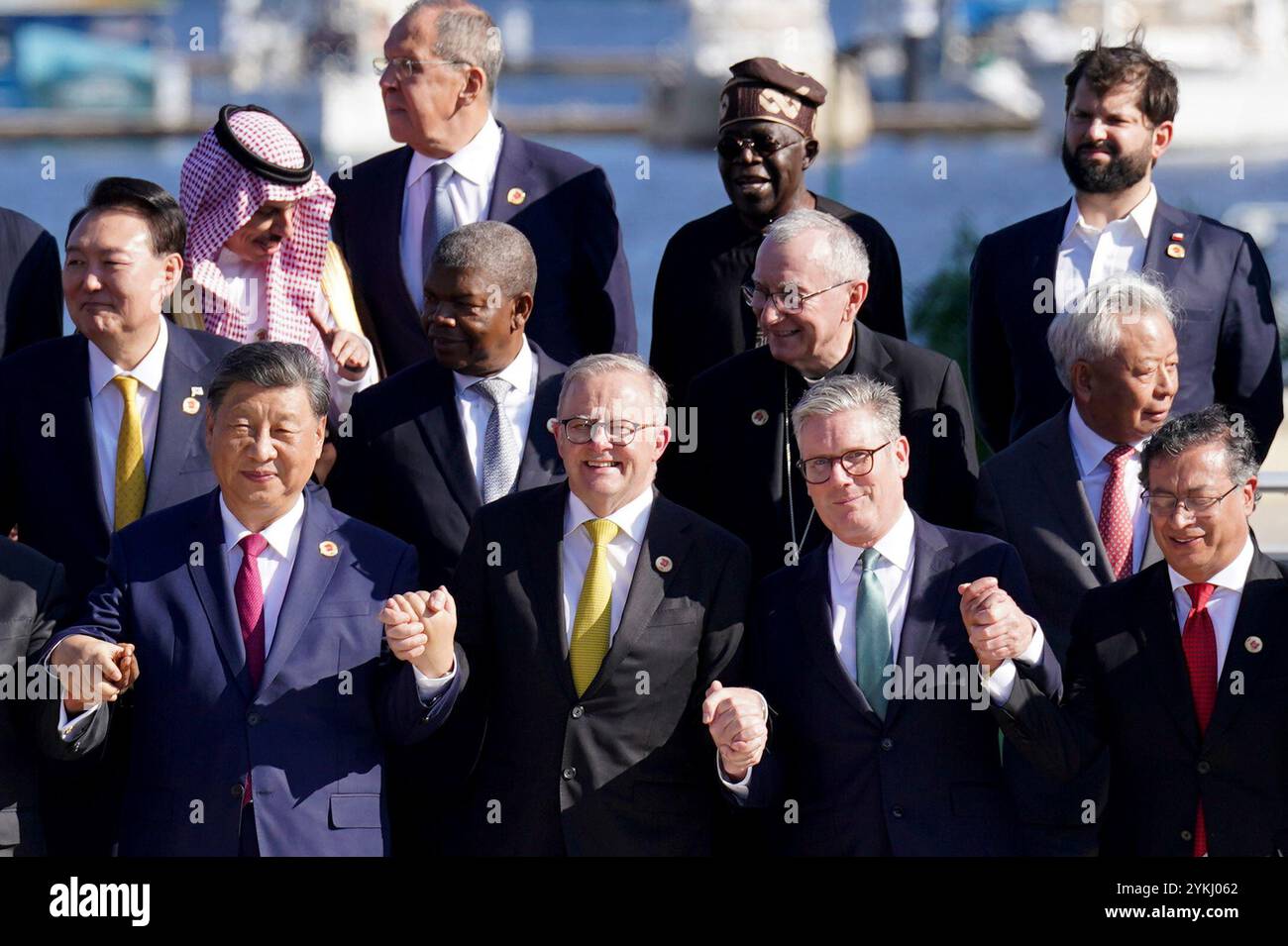 Prime Minister Sir Keir Starmer (second right, front row) with leaders ...