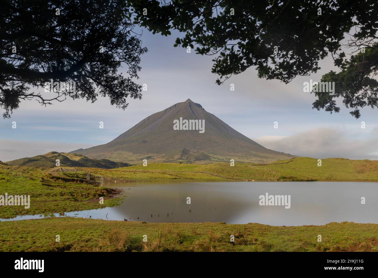 Lagoa do Capitão is a lagoon with a view of Pico Mountain, located on ...