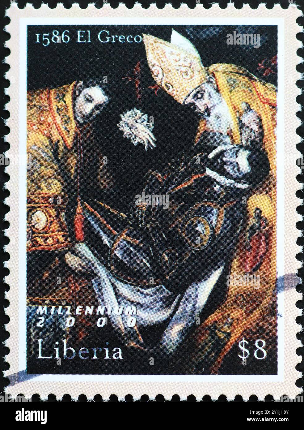Painting by El Greco on stamp from Liberia Stock Photo