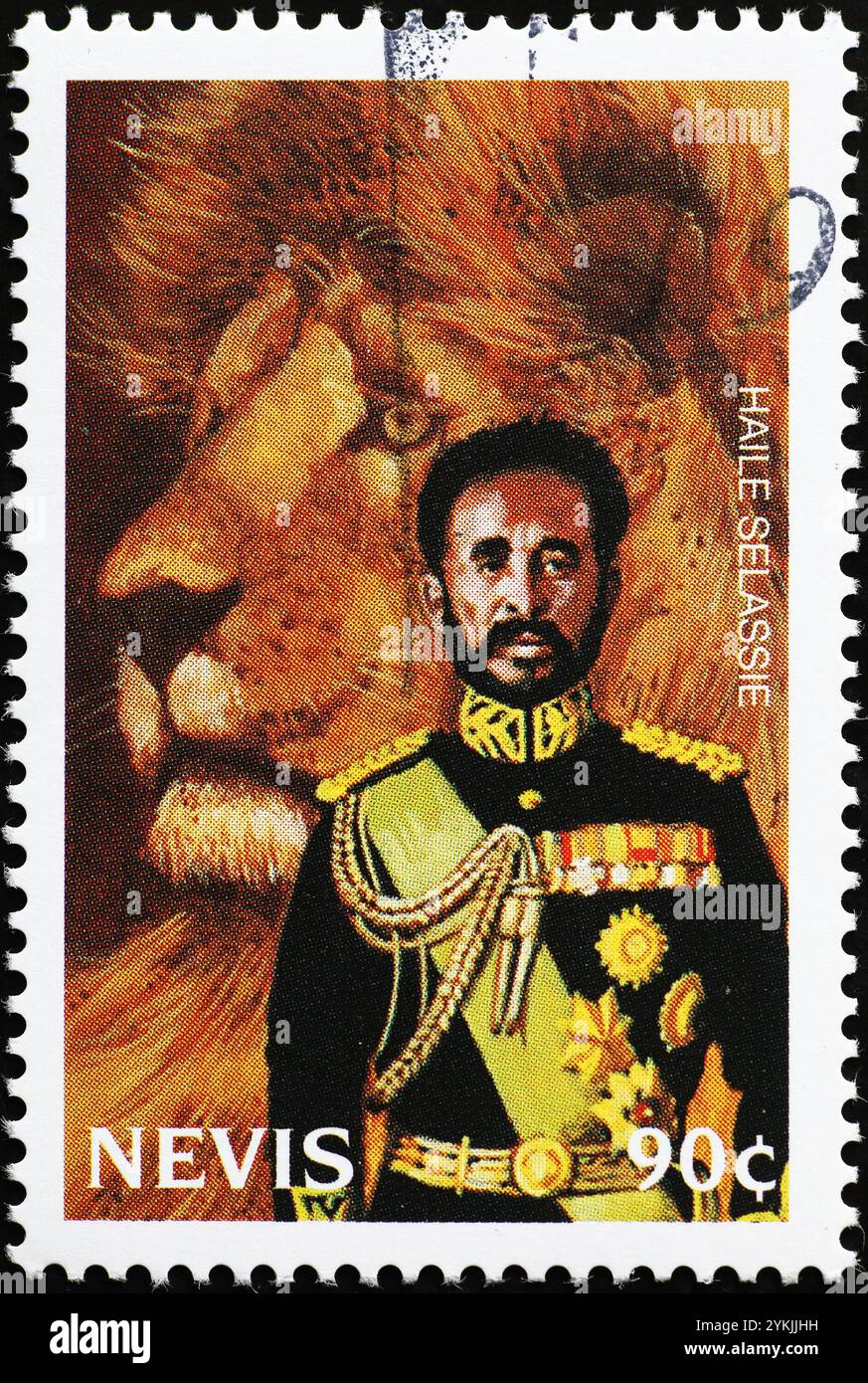Emperor Hailé Selassié portrait on stamp from Nevis Stock Photo - Alamy