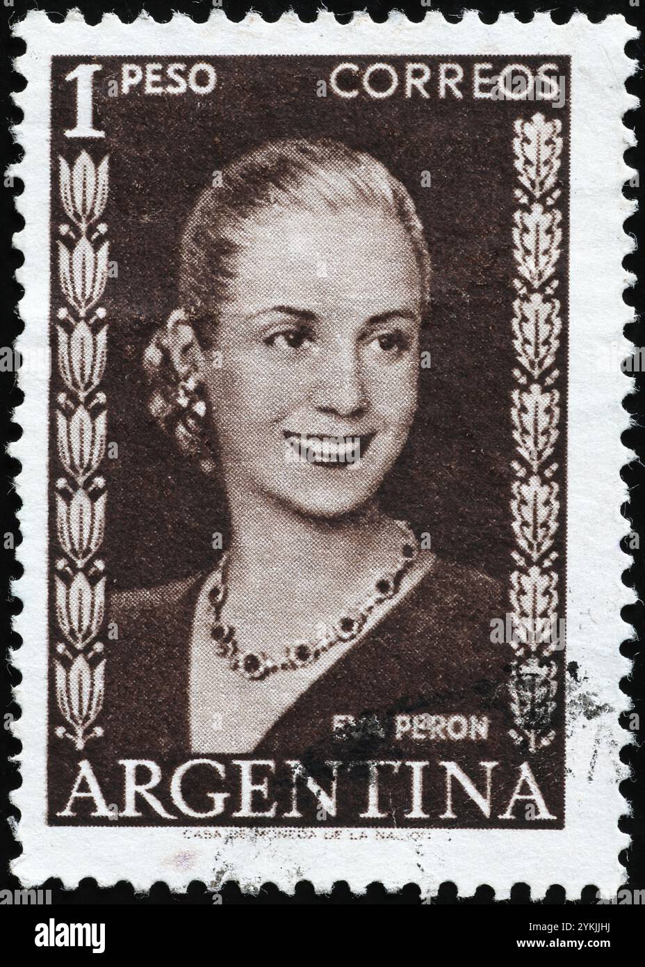 Eva Peron celebrated on argentine postage stamp Stock Photo