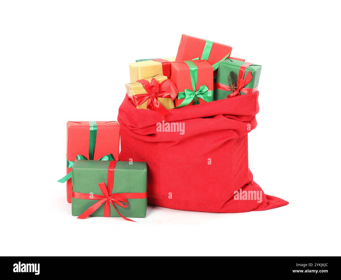 Santa Claus bag full of presents isolated on white Stock Photo - Alamy