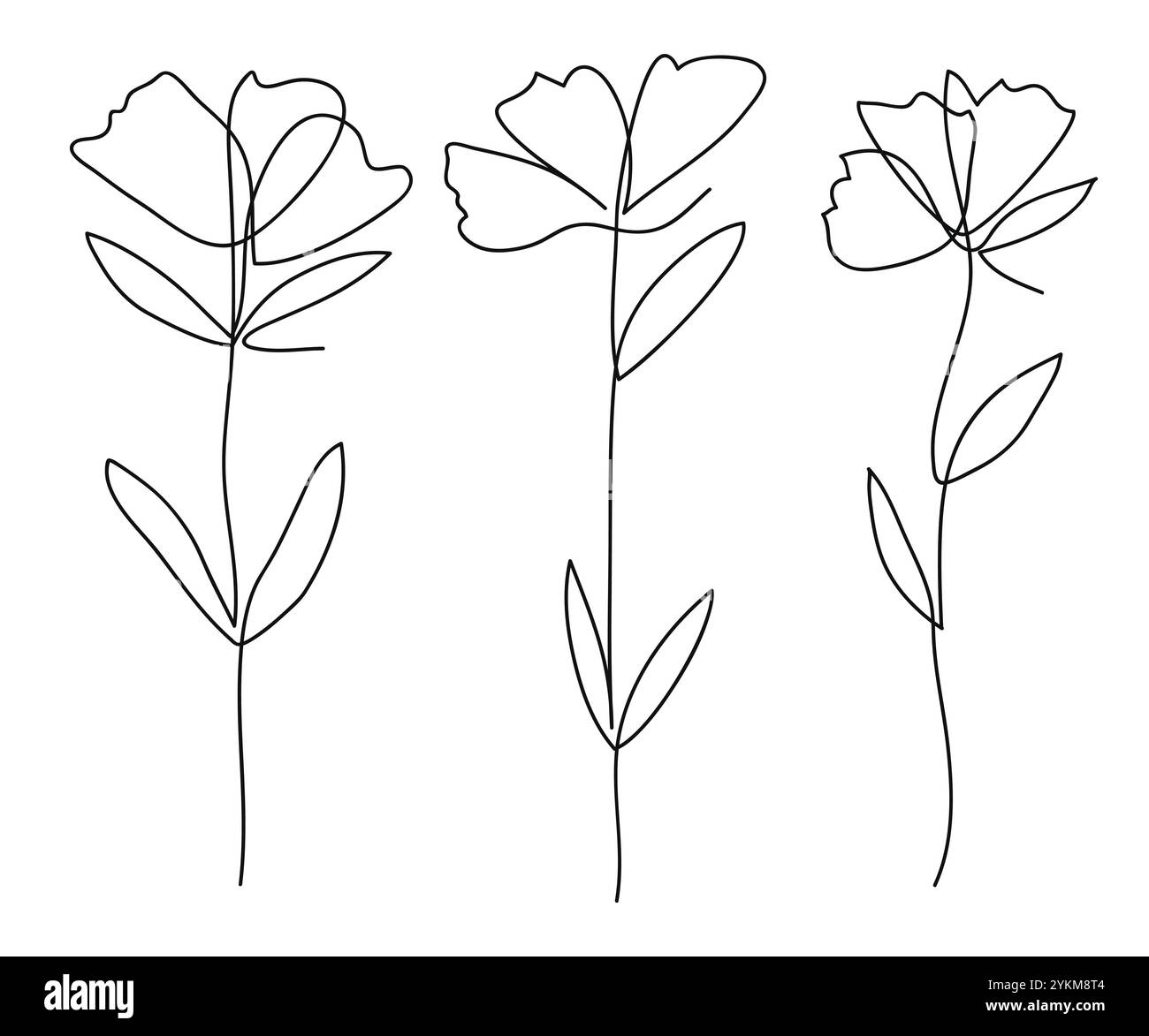 Single line art vector flower illustration collection Stock Vector ...