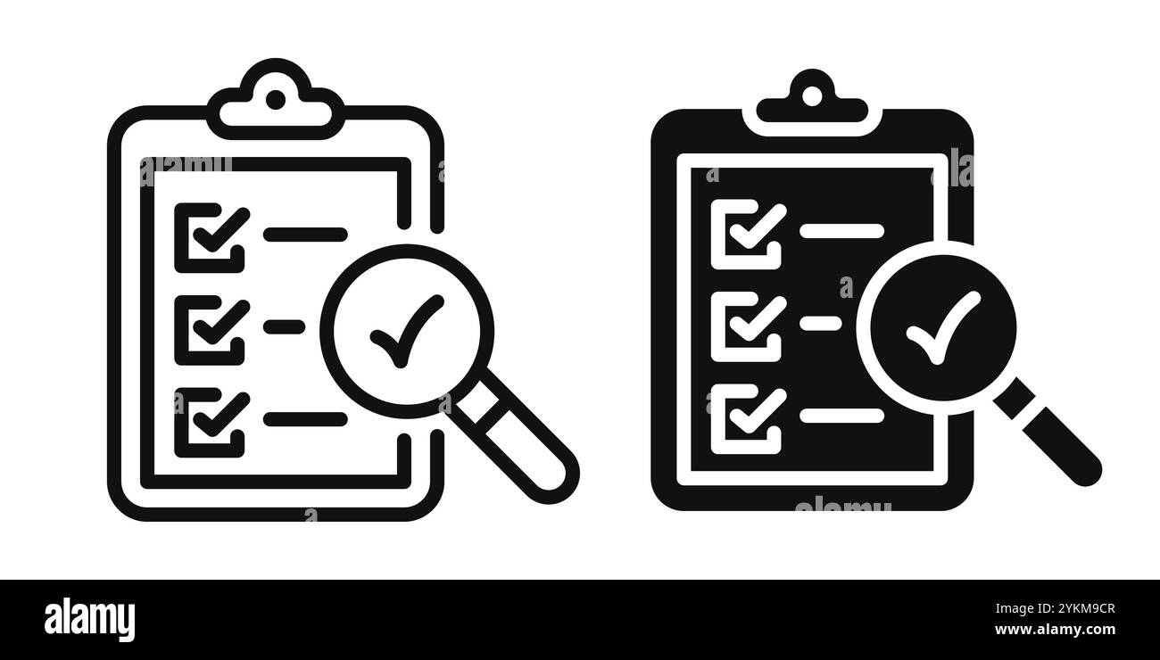 Quality Control editable stroke and solid web icon set. Vector ...