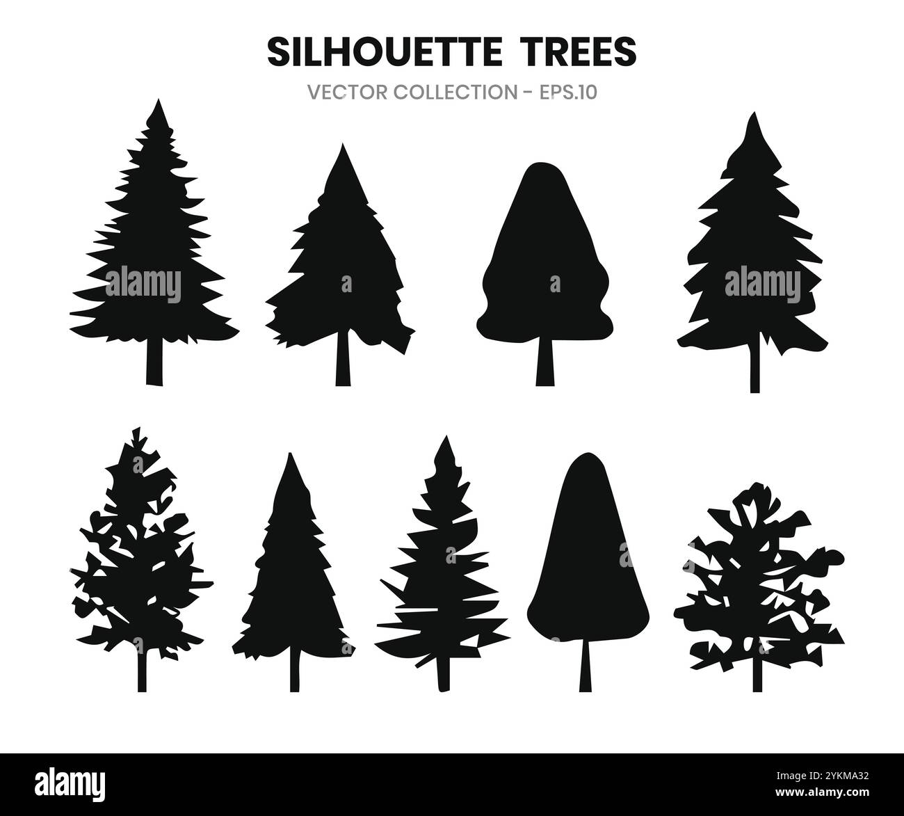 Silhouette pine trees collections. Vector illustration Stock Vector ...