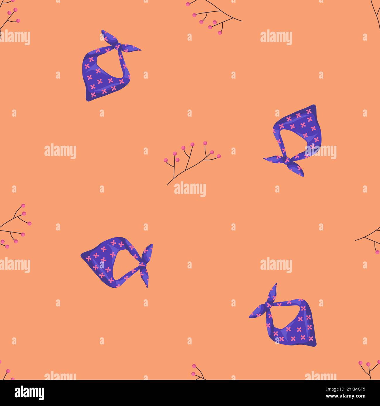 Bandana Pattern with Branches vector Stock Vector