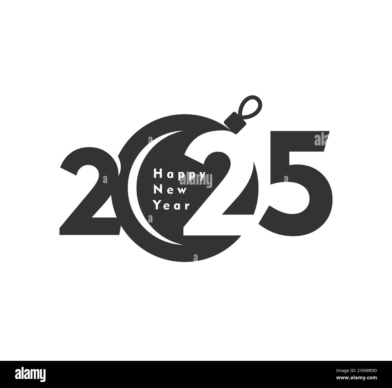 2025 Happy New Year calendar number in bauble decoration for winter