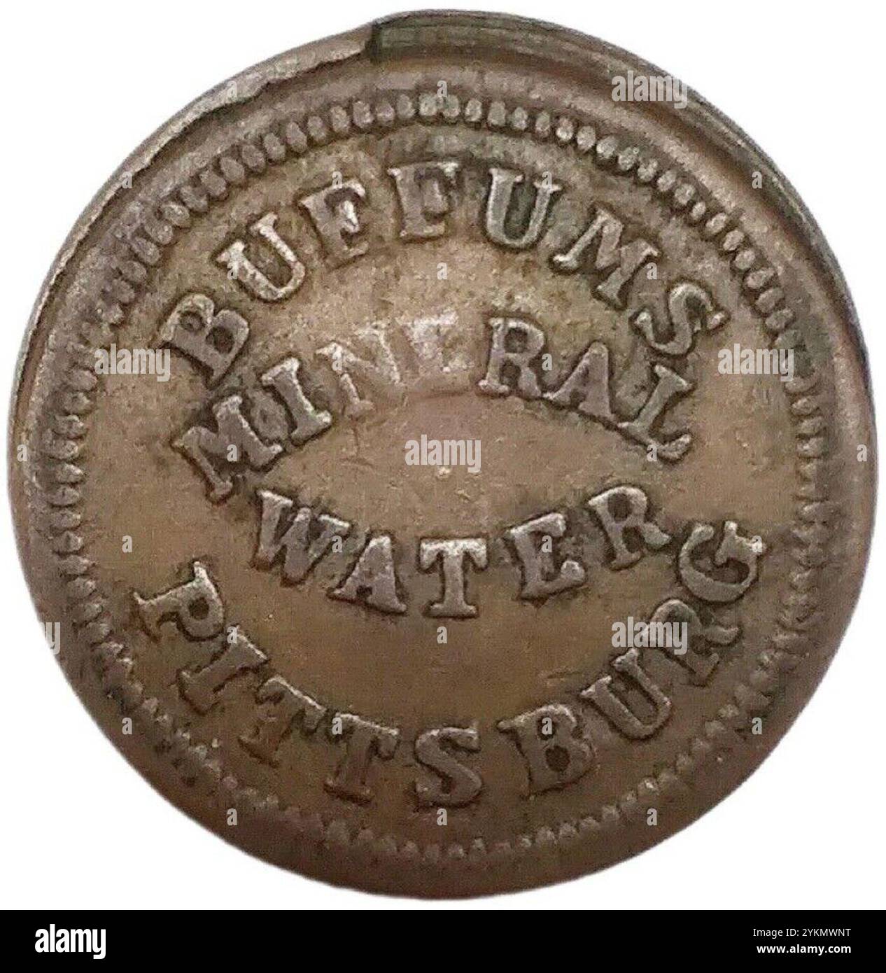 Pitt Rivers Token Buffum's Mineral Water - Pittsburgh - American Civil War Token coin ...