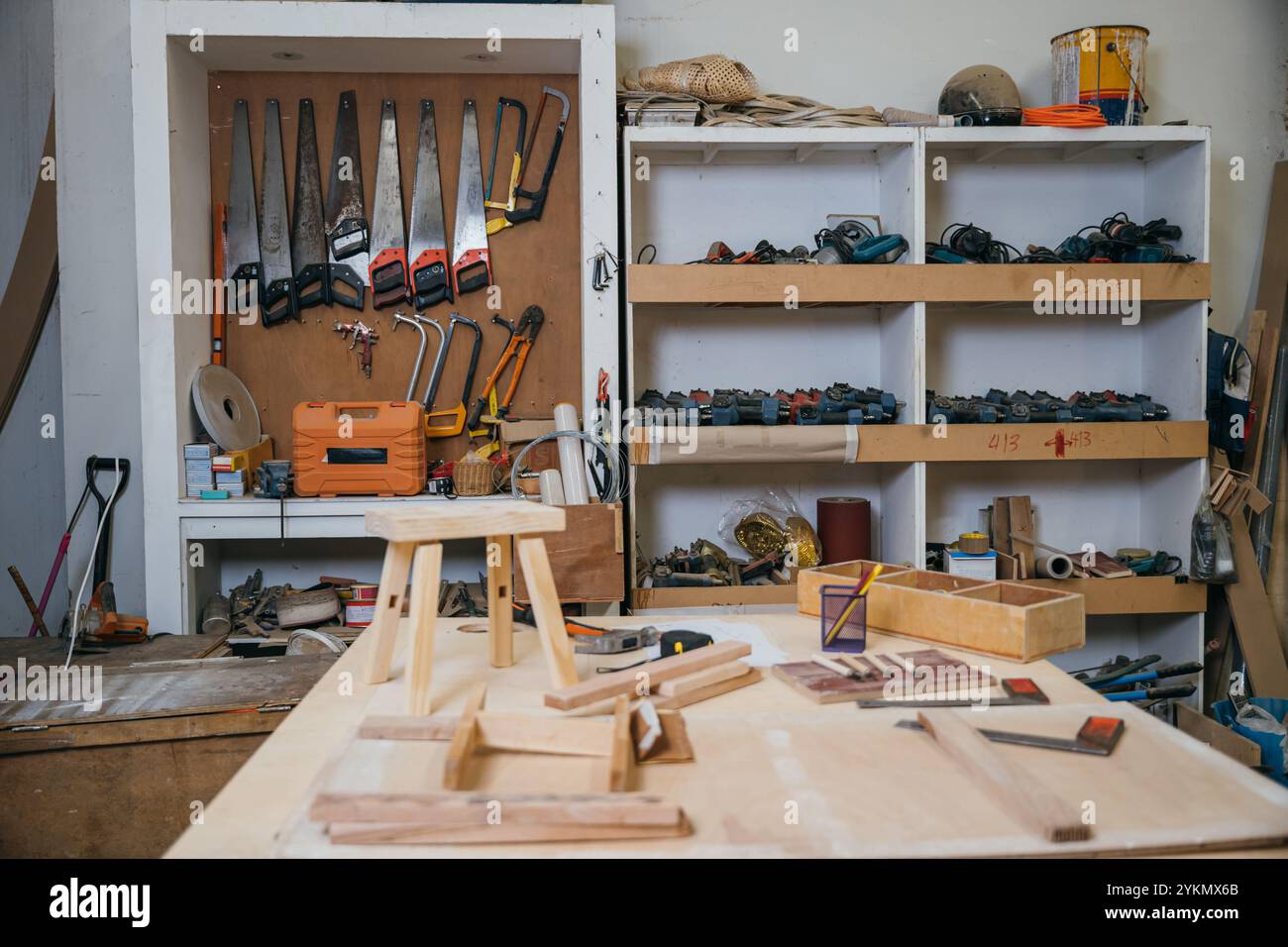 Workbench cluttered various tools hi-res stock photography and images ...