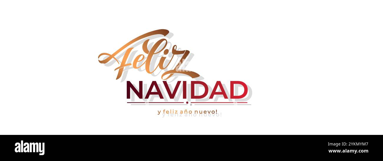 Feliz Navidad spanish Merry Christmas Modern calligraphy lettering on ...