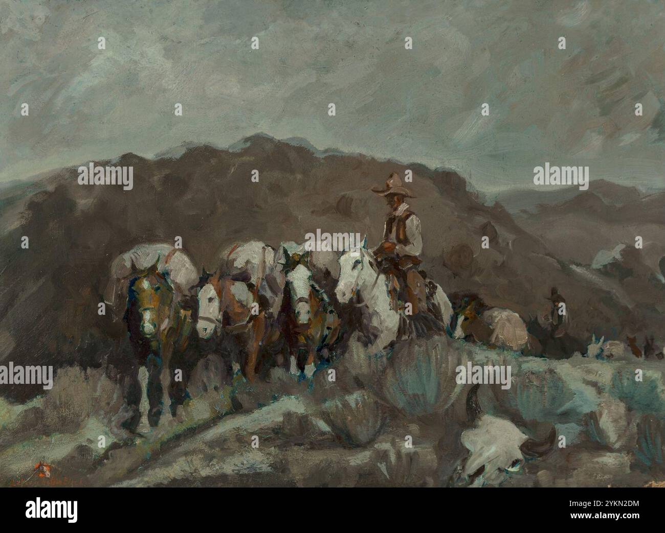 Pack Train at Night by Laverne Nelson Black Stock Photo - Alamy