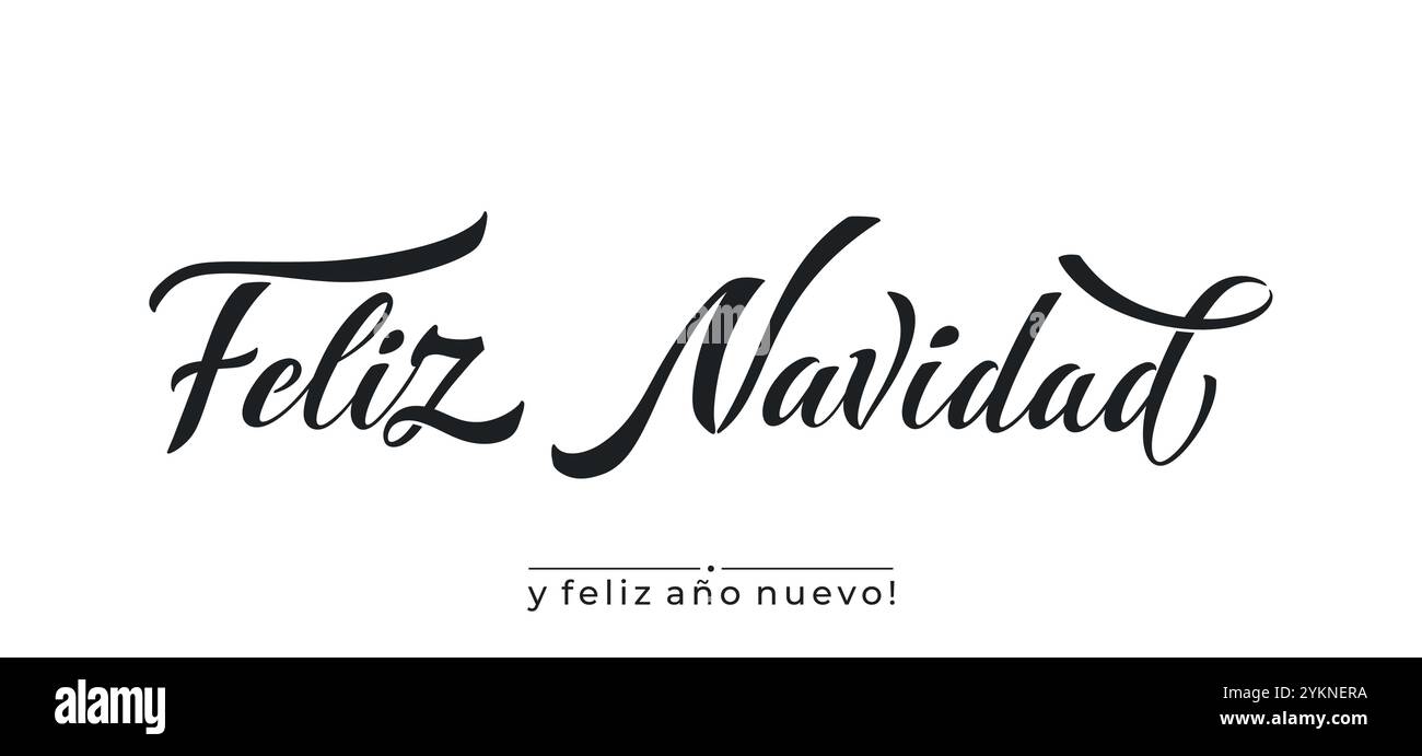 Feliz Navidad spanish Merry Christmas Modern calligraphy lettering on ...
